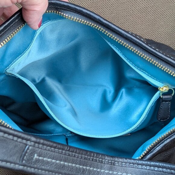 Coach Pleated Leather Handbag Black Hobo Shoulder Bag Purse - Picture 8 of 13